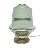 Lampe à poser verre granit vert liseré doré