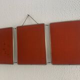 Vintage 1960s red barber triptych mirror Mirbel Paris - 28 x 70 cm