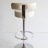 Chrome bar stool in white skai, 1960s.