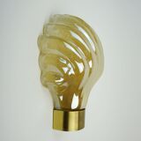 no. 1 of 2  mid century modern SCONCE wall lamp lustrous glass shell brass