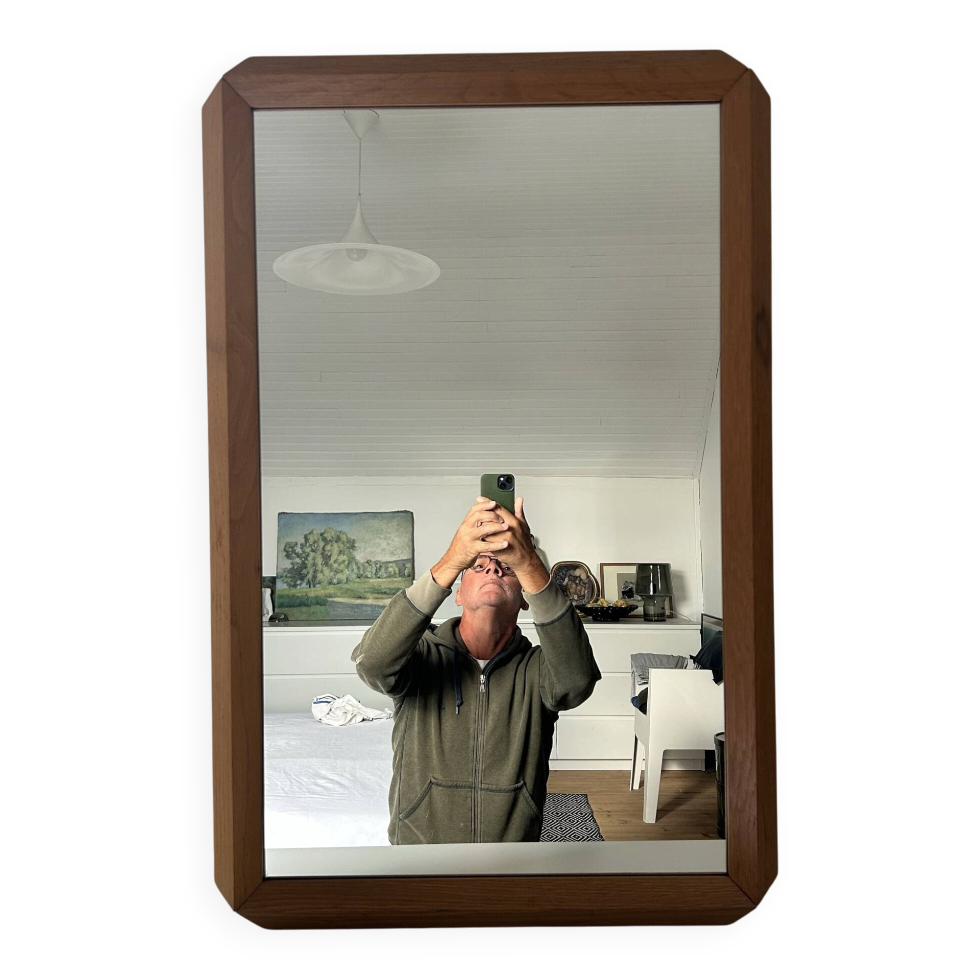 Mid-century oak large mirror