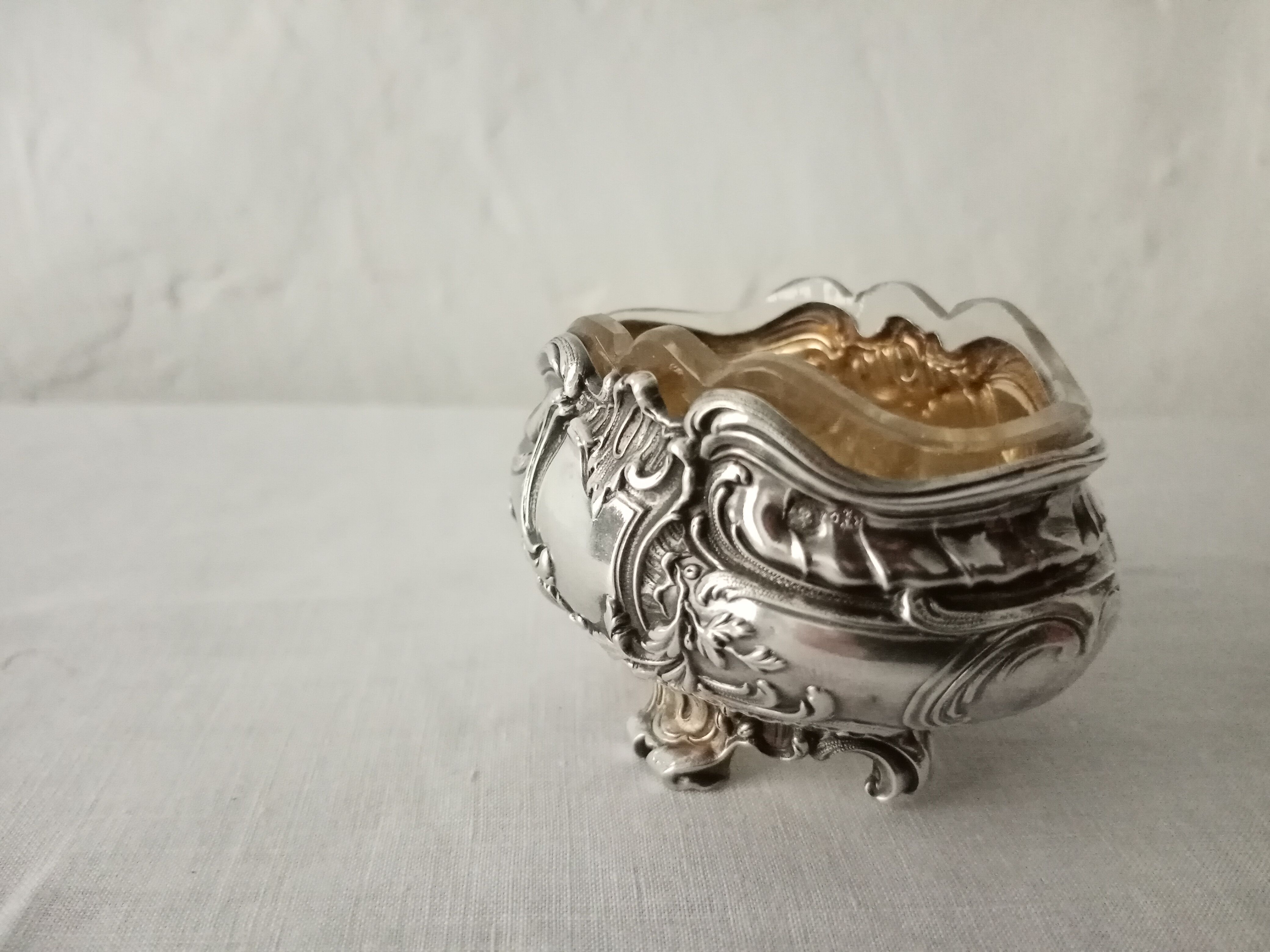 Former silver salt shaker miner punches rock dirt silver and 19th century glass