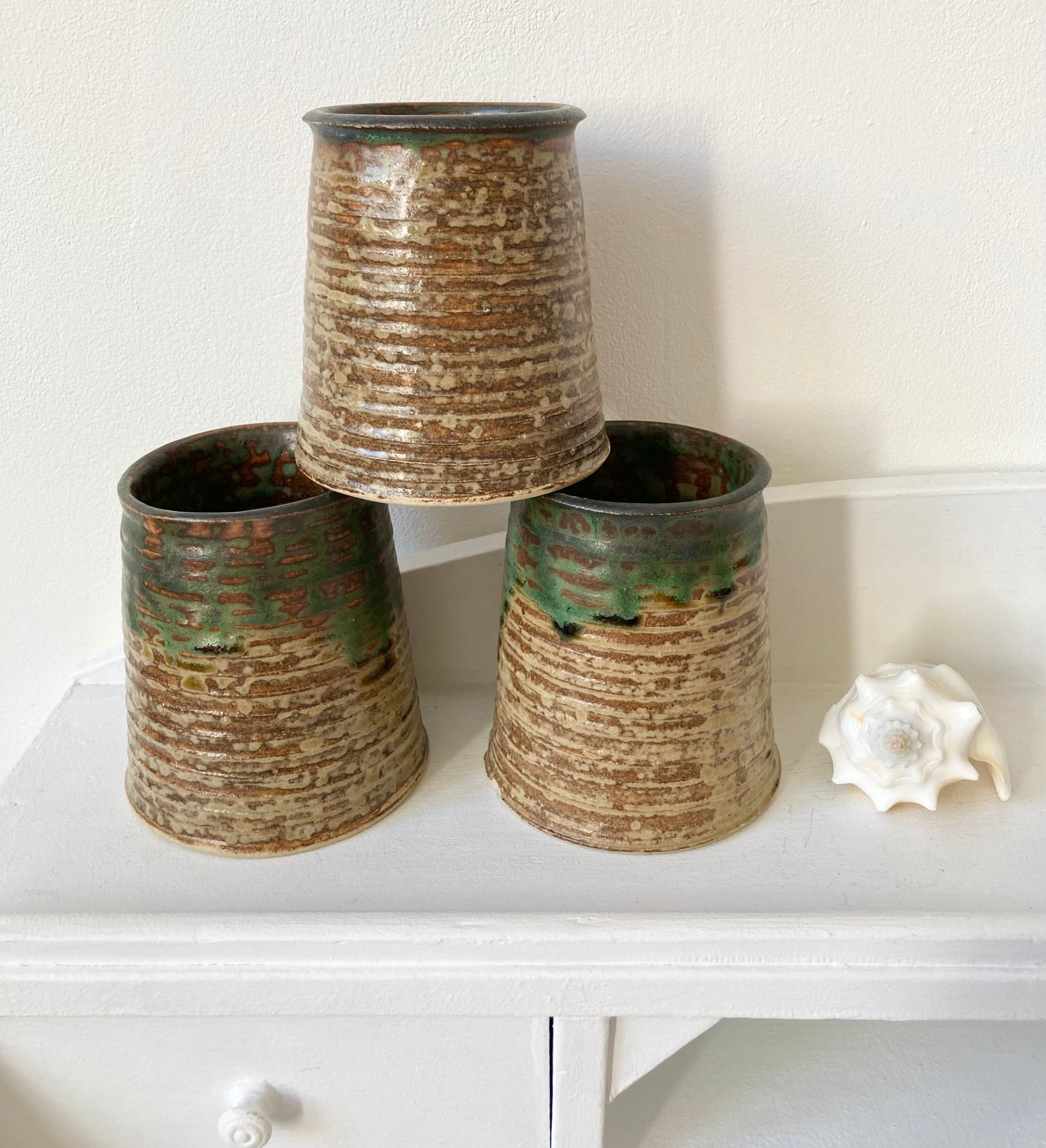 Set 6 cups cups vintage pyrite stoneware