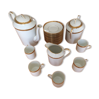 Limoges porcelain coffee set golden gold A Lanternier