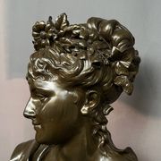 Léopold Harzé (1831–1893). Bronze bust of a young woman on a marble base. Belgium. Dated 1878.