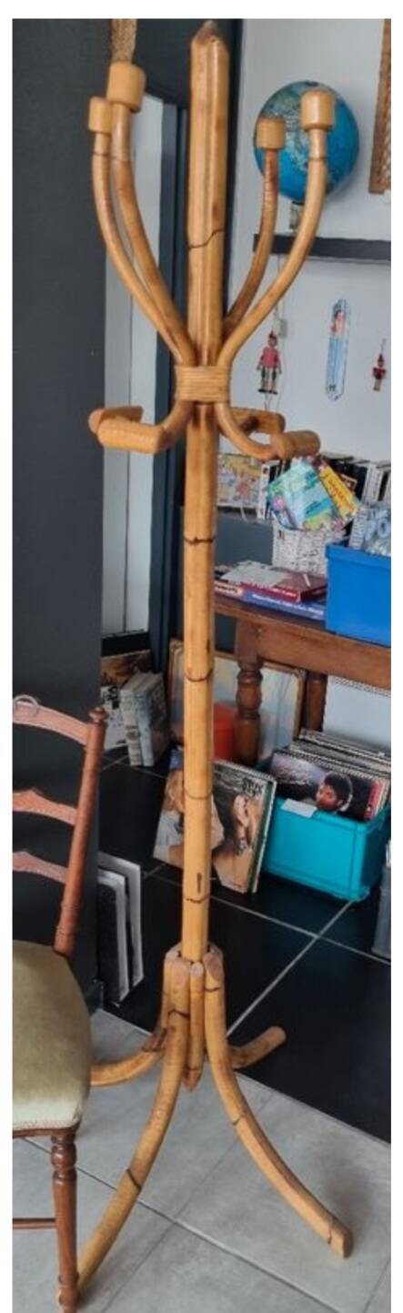 Porte manteau bambou rotin vintage