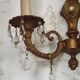 Pair French Vintage Bronze Double Wall Lights Assorted Crystal Drops 5352
