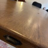 Varnished oak farmhouse table