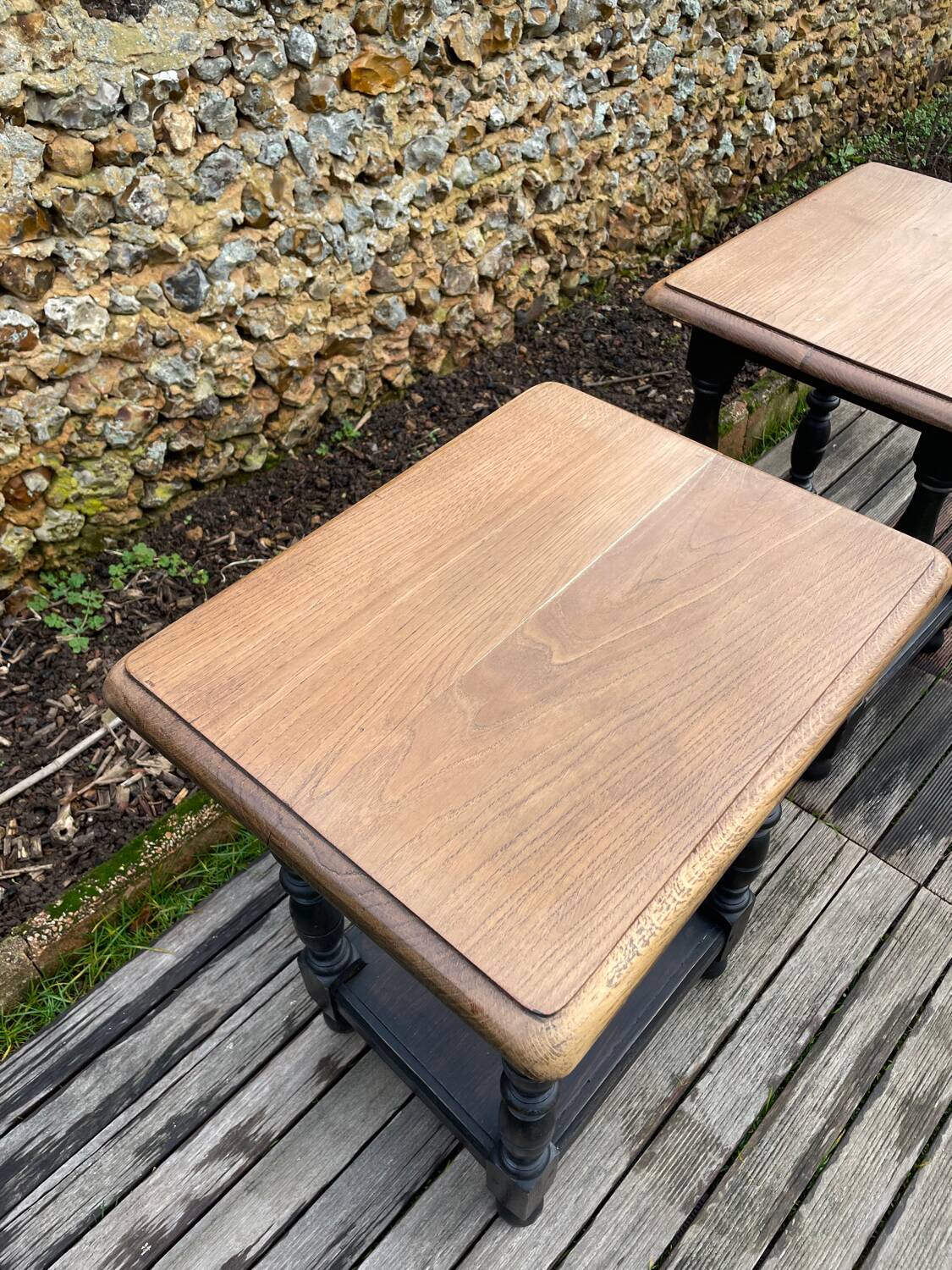 Pair of oak side tables