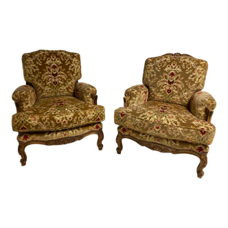 Paire de fauteuils bergère Louis XV