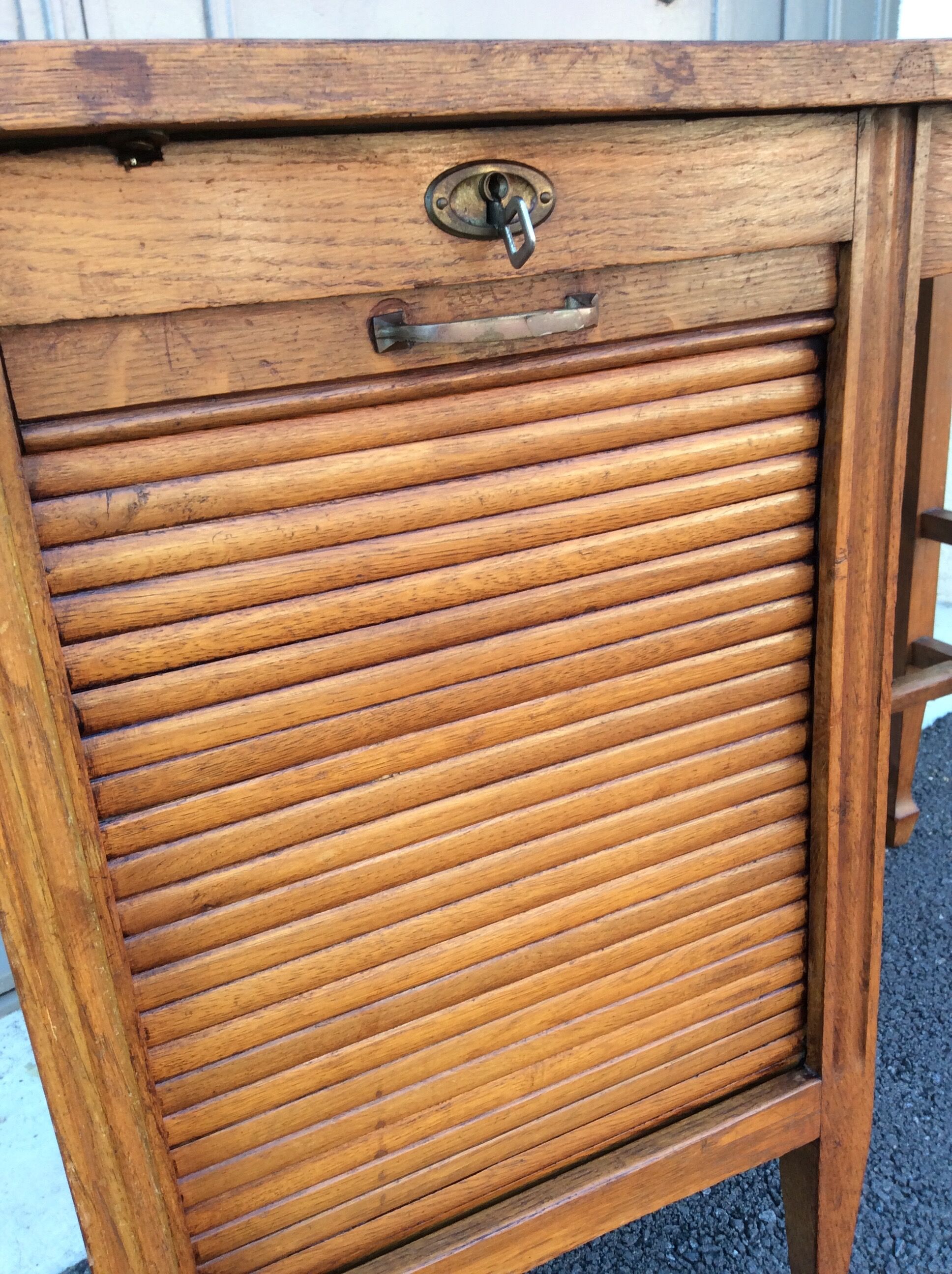 Oak curtain desk from the 1950s