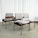Set of 4 Thereca mid-century chairs in rosewood and chrome.
