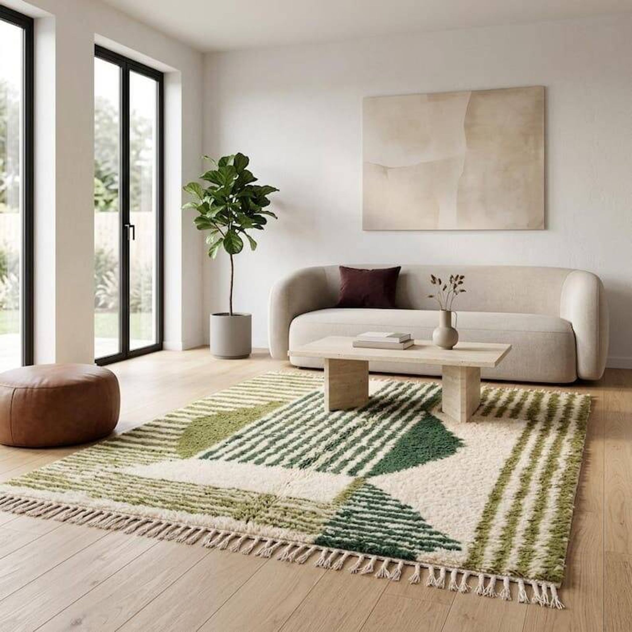 Handwoven natural wool rug 150/250 cm
