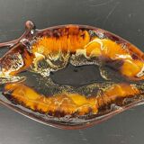 Yellow, orange, white and brown glazed ceramic bowl Vallauris, 70s, France