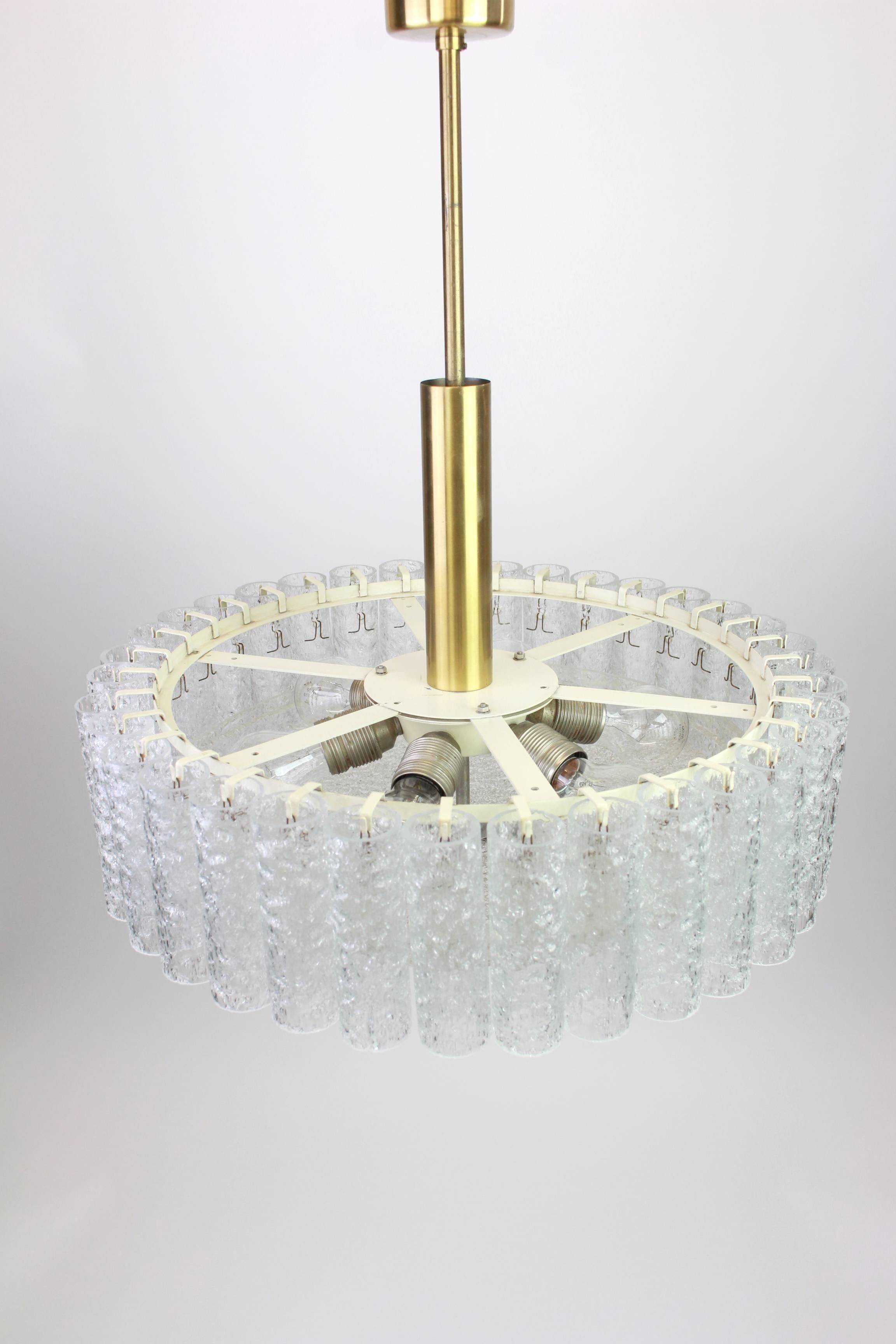 Large frosted glass chandelier tubes from Murano by Doria, Germany, 1970s.