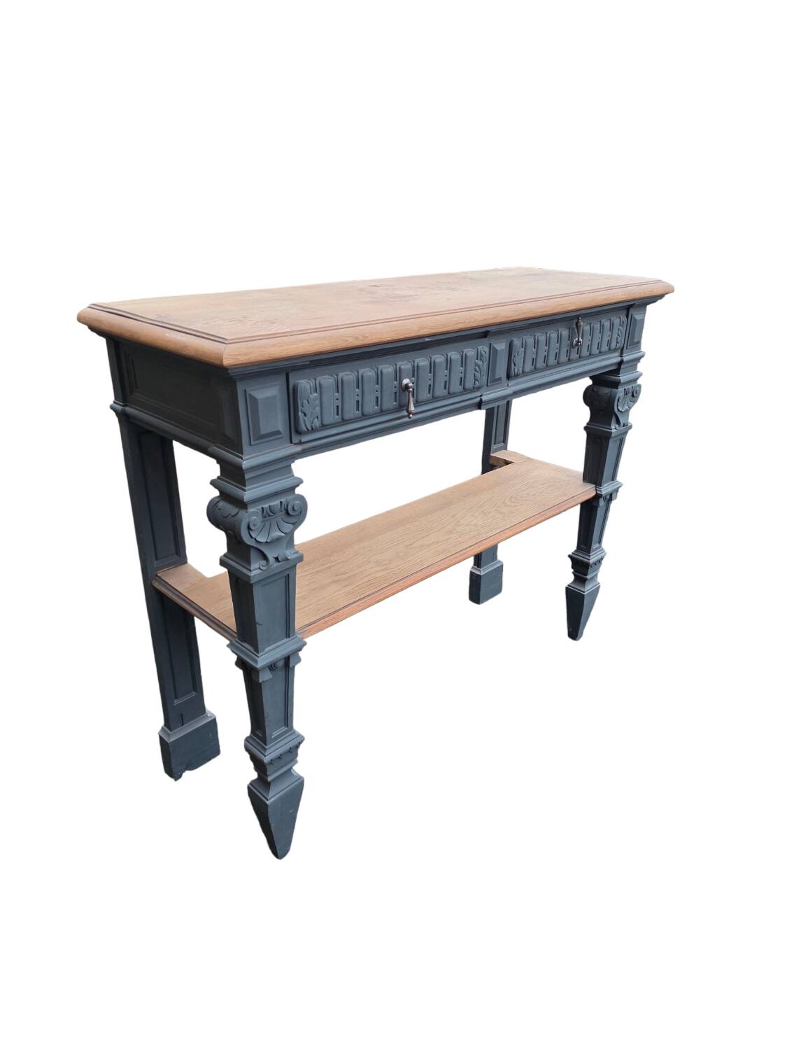 Console in patinated solid oak, late 19th century.
