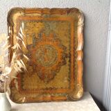 Old Florentine tray rectangle in papier-mâché