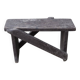 Low stool in vintage brown painted pine from the 1940s, with a rectangular seat.