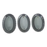 Set of Three Curved Glass Sconces by Cristal Art, Italy, 1960s