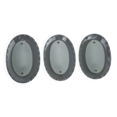 Set of Three Curved Glass Sconces by Cristal Art, Italy, 1960s