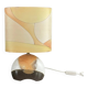 Ceramic floor lamp with a silk shade, signed.