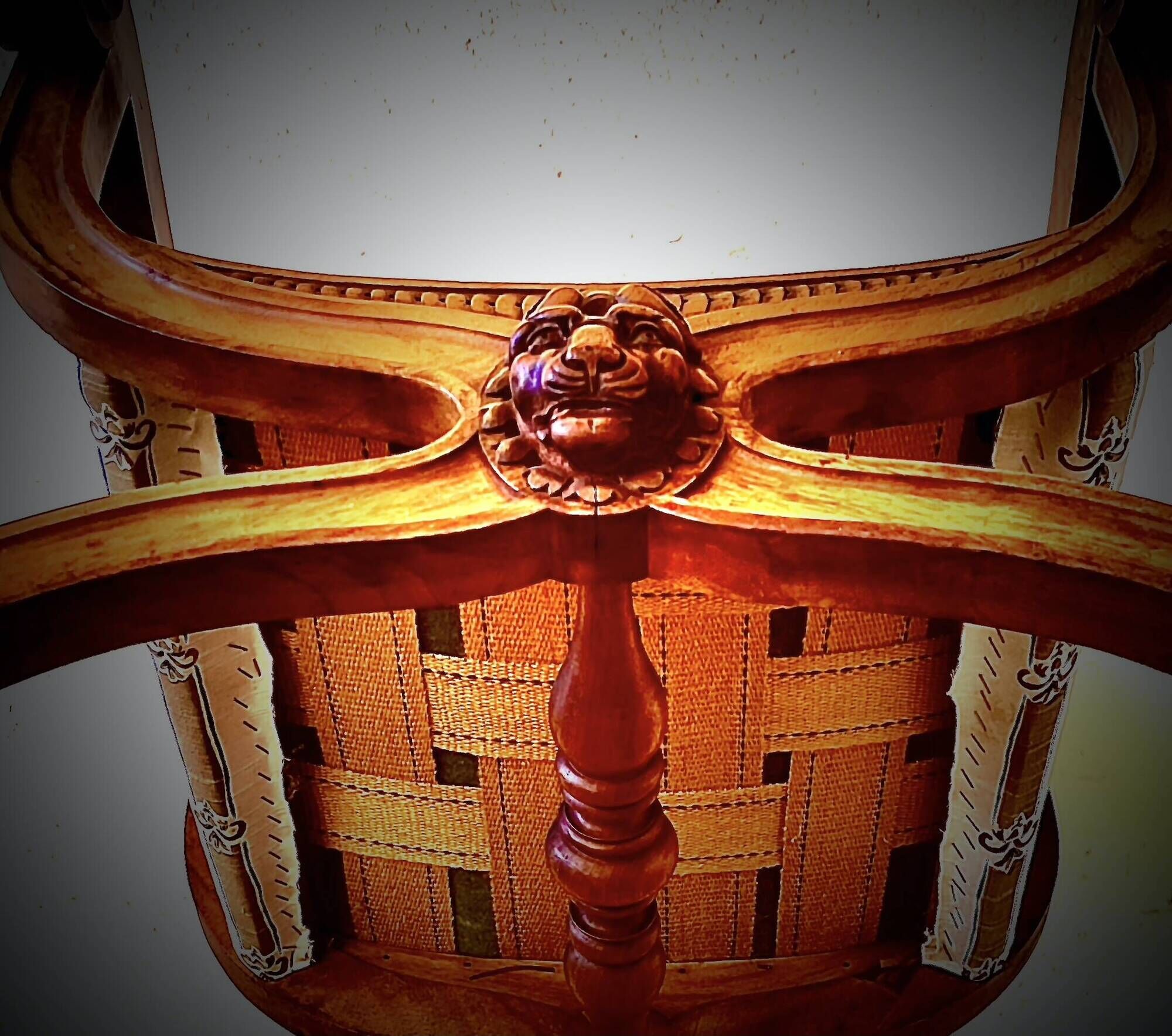 French Empire mahogany office chair with carved detail in the shape of