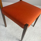 Set of 4 1960’s mid century dining chairs with orange fabric upholstery