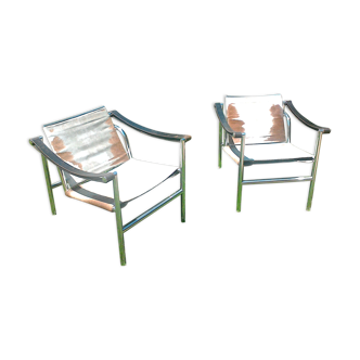 Pair of chairs Le Corbusier LC1 edition Cassina