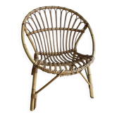 Fauteuil coquille en rotin
