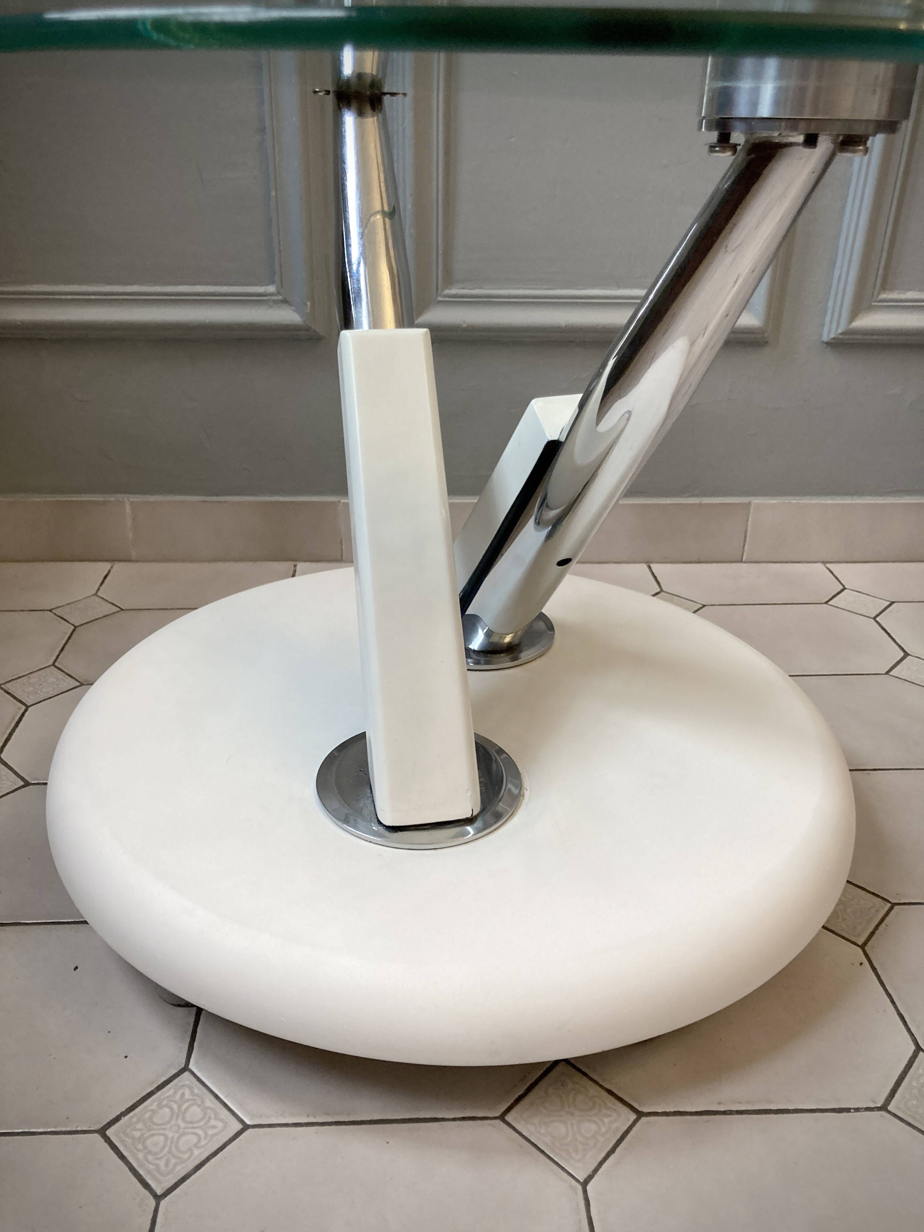 Vintage glass and chrome coffee table