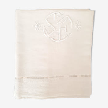 Old embroidered monogrammed SF sheet with venice days