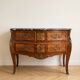 Curved Louis XV commode in rosewood and marble