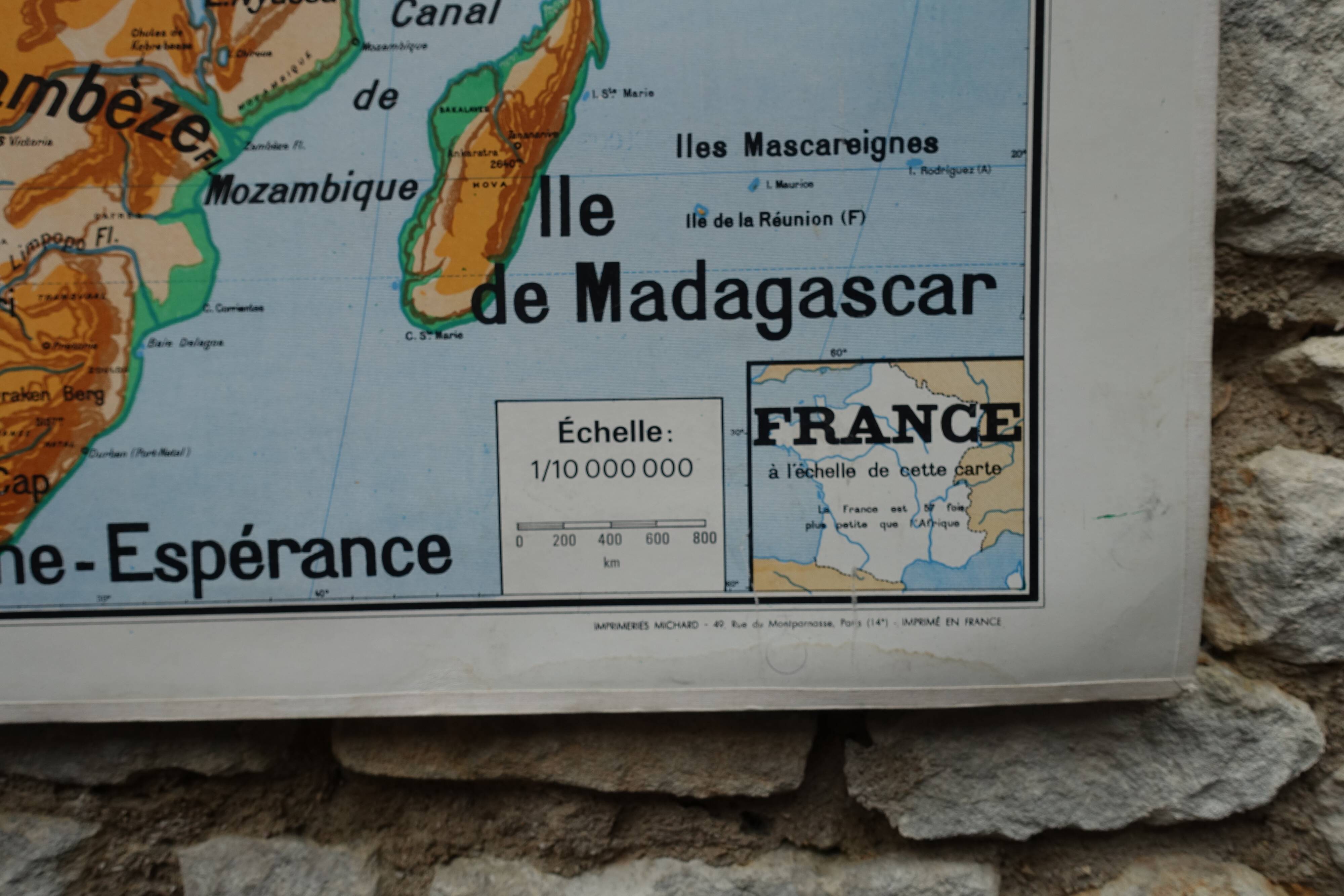 Ancienne carte scolaire vidal lablache afrique physique et politique  n°16