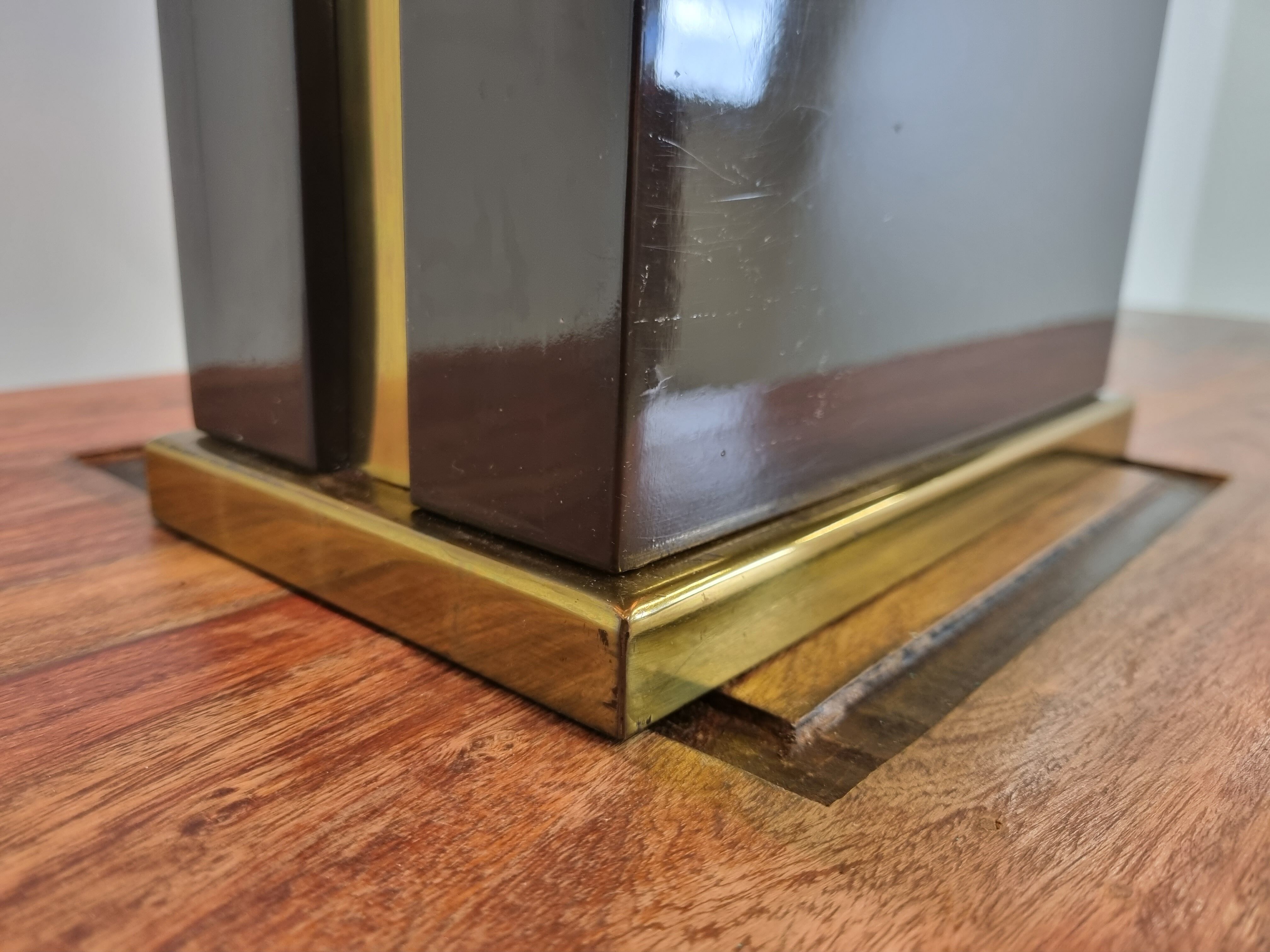 Vintage lacquered and brass table lamp, 1970s