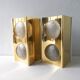 Pair of gold metal and frosted glass sconces