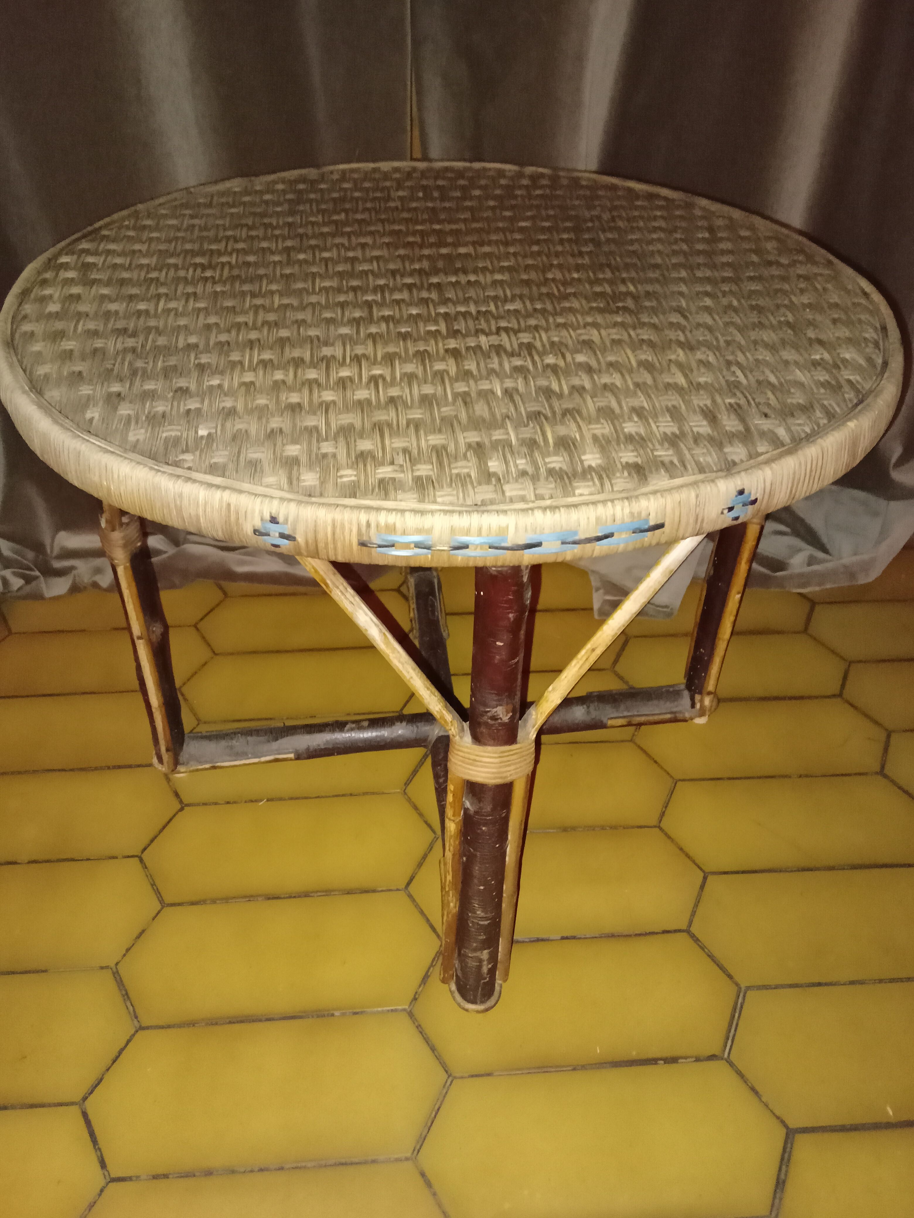 Antique rattan coffee table