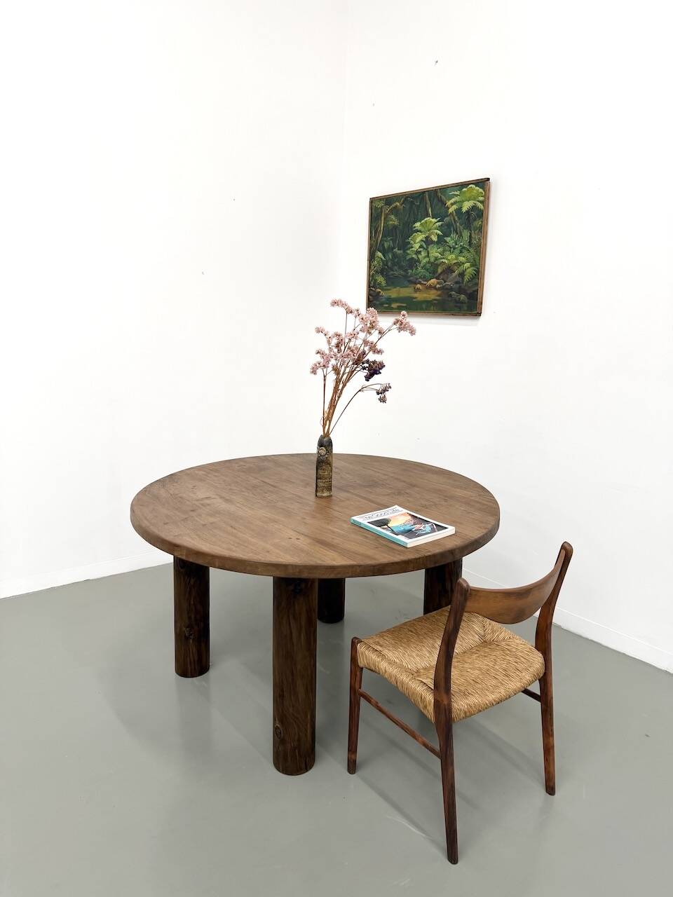 Table ronde années 50 constructiviste noyer