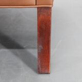 Canapé 3 places danois des années 1970 en cuir marron avec structure en hêtre