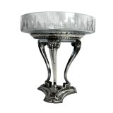 Art Deco, tripod fruit bowl in silver-plated metal by Gallia, crystal, circa 1930.