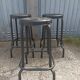 3 industrial black metal bar stools