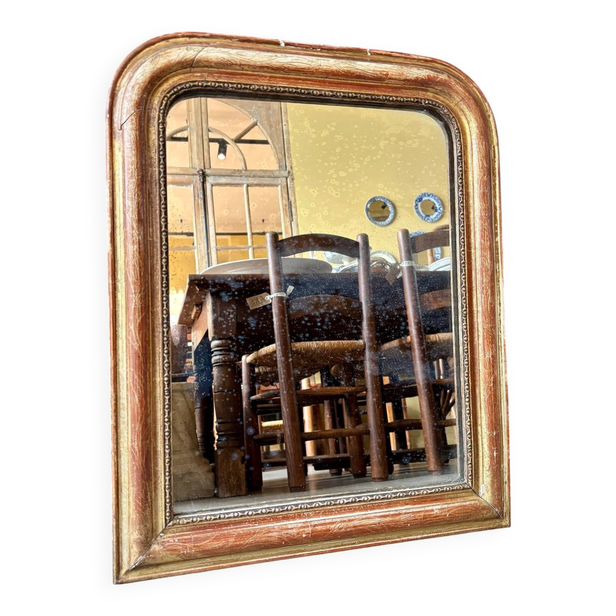 Louis Philippe mirror in gilded stucco ☐ 63.5 x 51 cm