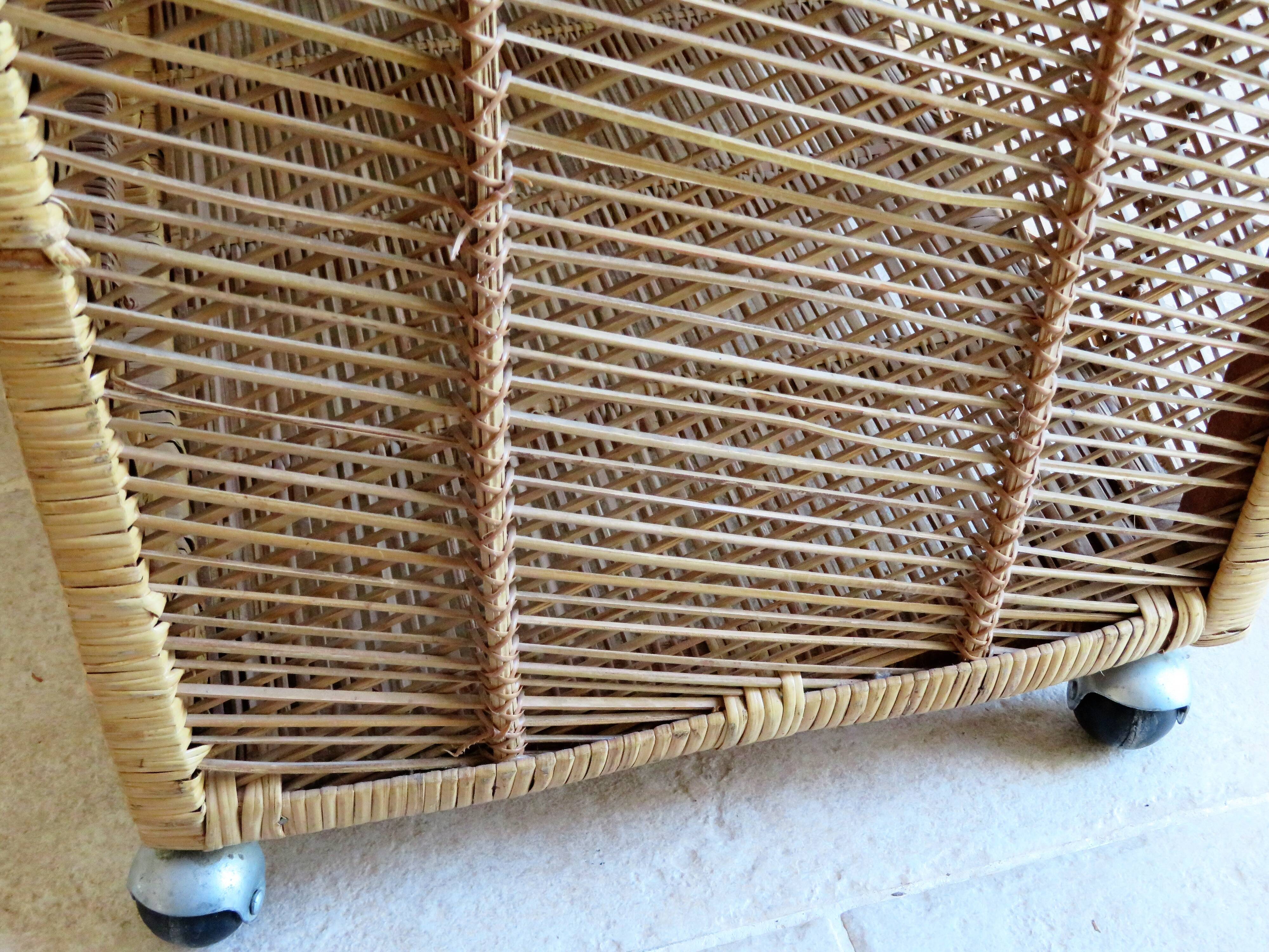 Vintage rattan serving table