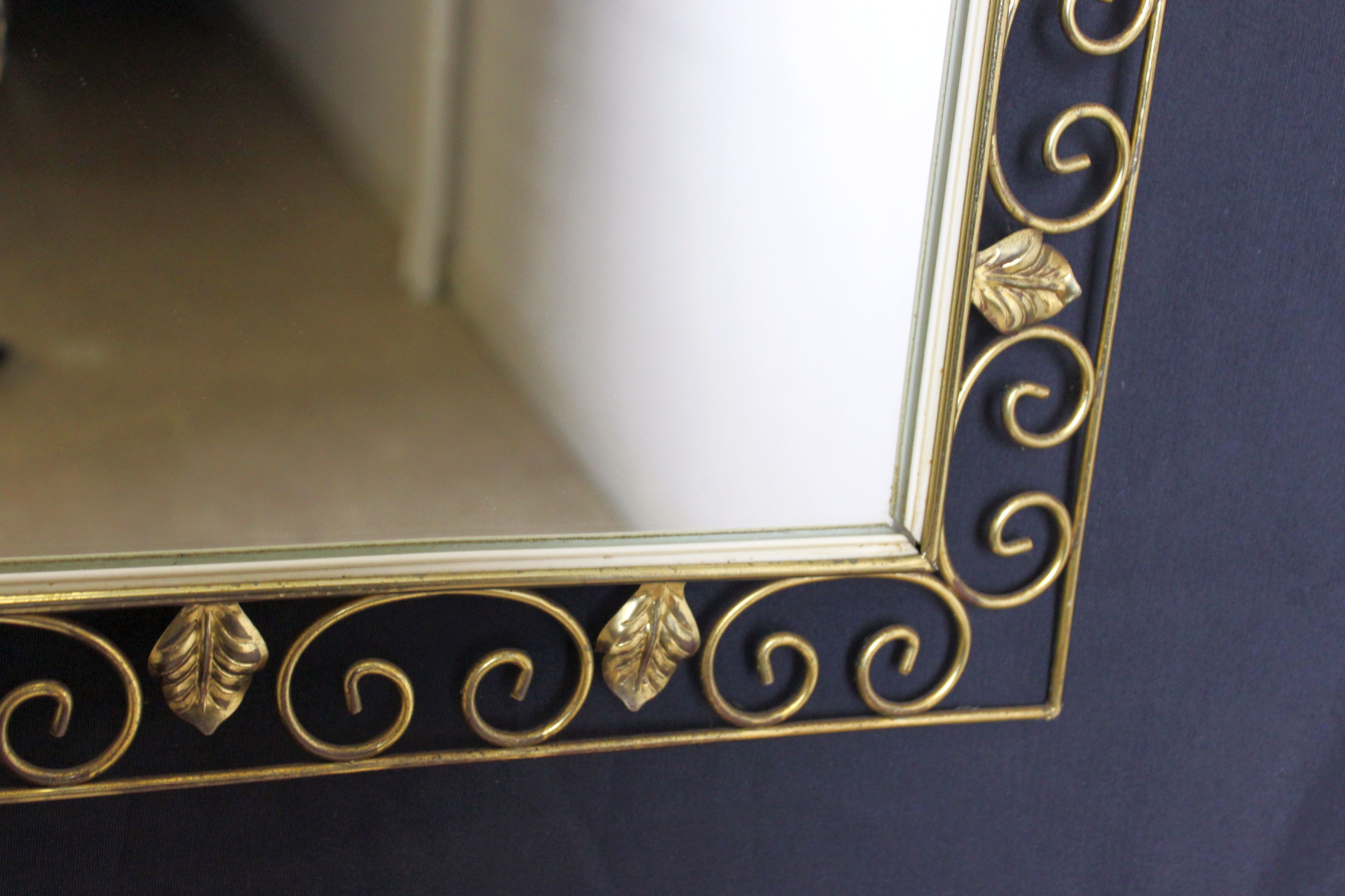 Gold wrought iron art deco mirror, 1940 - 68x50cm