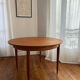 Table ronde à rallonges vintage années 60 en teck