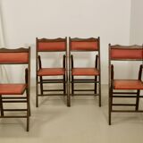 Set of 4 art deco folding chairs in cedar wood from the 1950s,