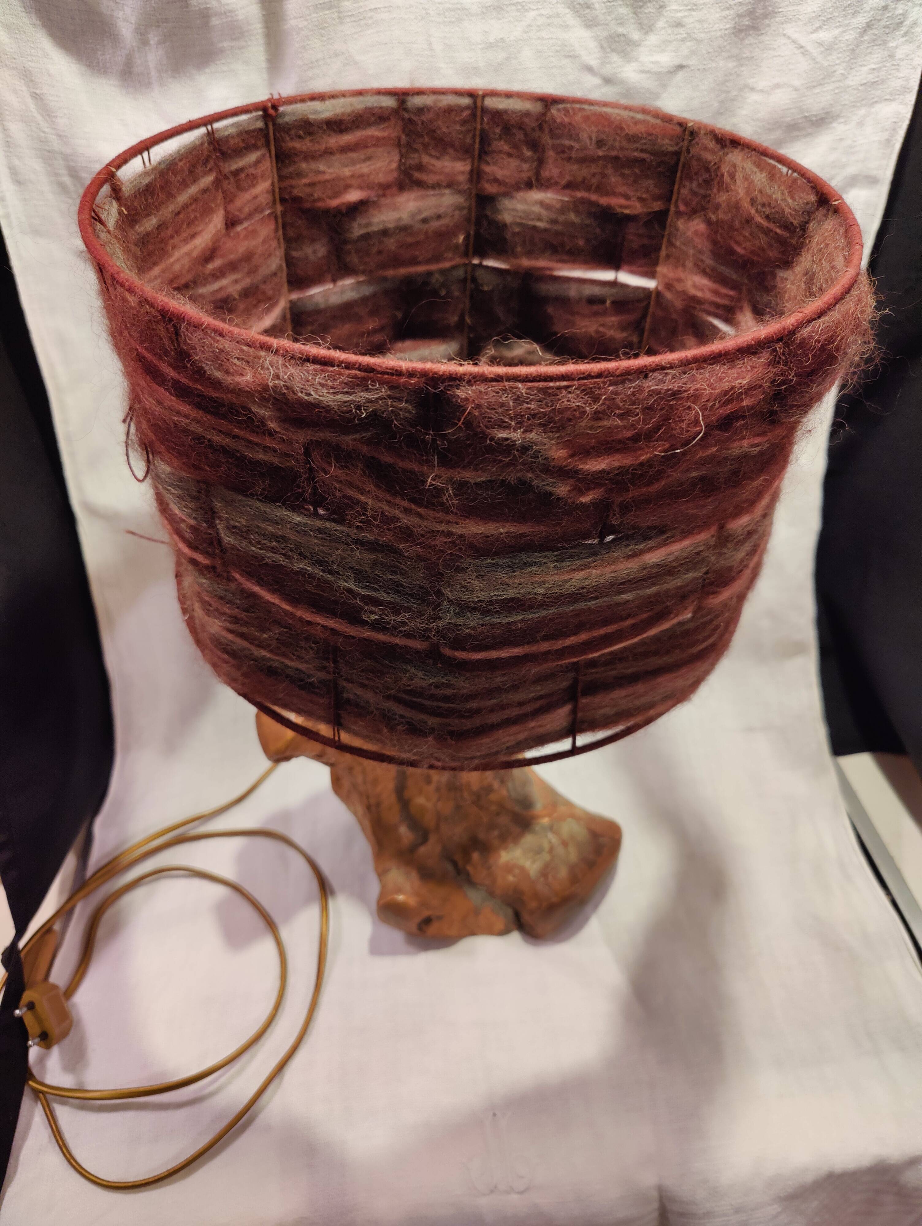 Brutalist olive wood lamp base