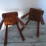 2 ancient brutalist wood stools