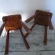 2 ancient brutalist wood stools