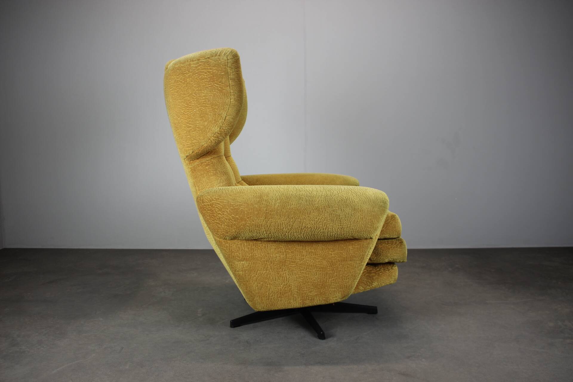 Mid-century style swivel wingback chair from the 1960s, Czechoslovakia