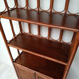 Vintage bamboo bookcase and canning